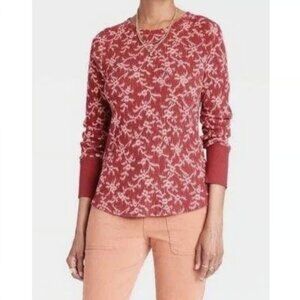 RED KNOX ROSE FLORAL WAFFLE KNIT CREW NECK THERMAL - XL